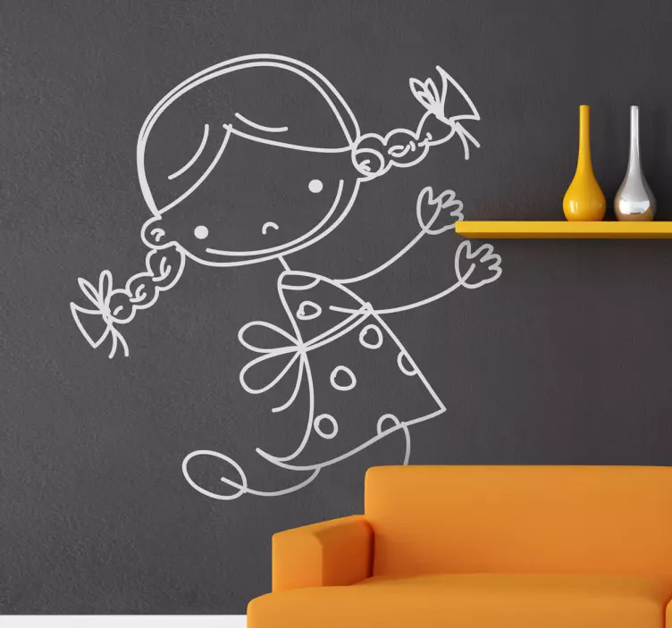Küçük kız kroki çocuklar sticker - TenStickers