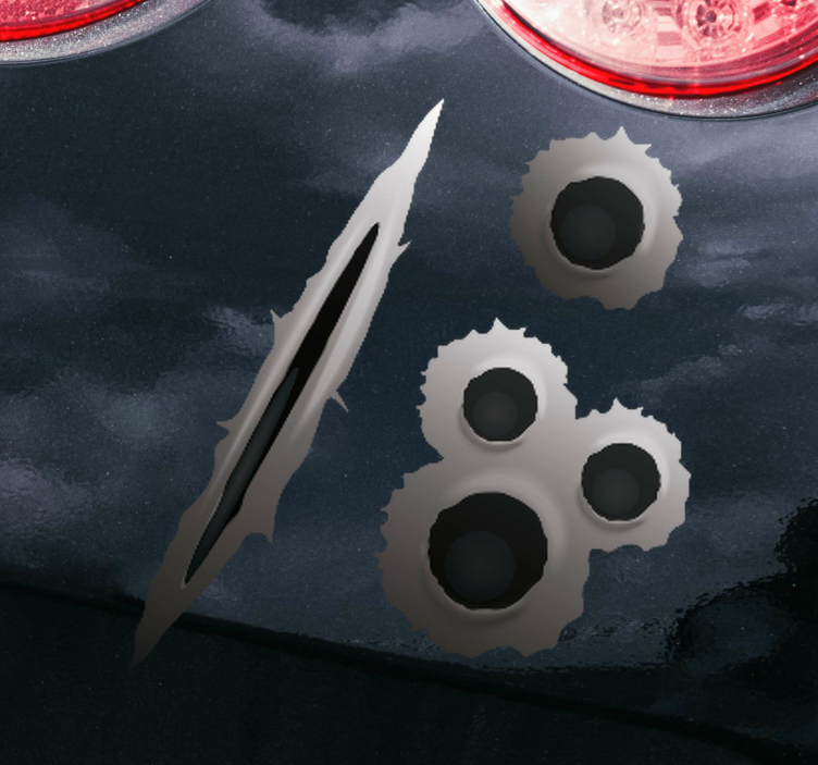 Kurşun delikleri ve çizik araba etiketi - TenStickers