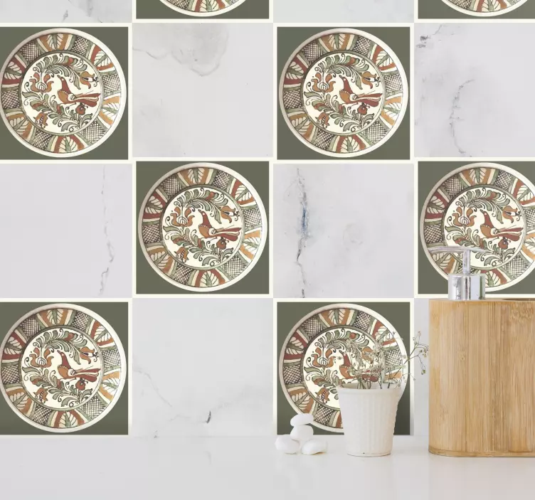 Kuş horezu desen karo çıkartması - TenStickers