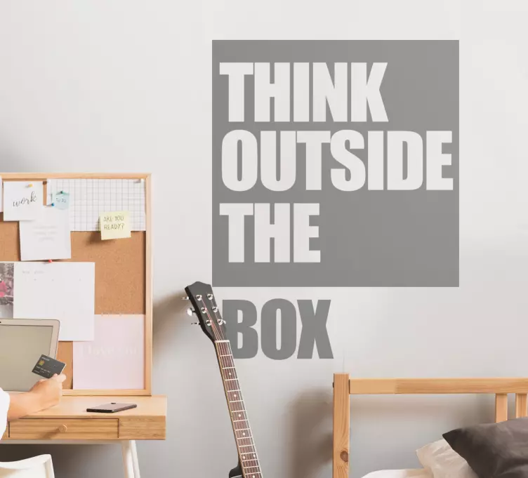 Kutunun dışında düşünmek ilham verici alıntı çıkartması - TenStickers