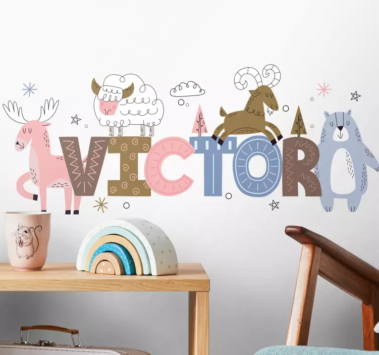 Kutup çocuğu hayvanları kişiselleştirilmiş etiket - TenStickers