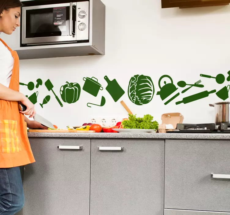 Lahana ve mutfak eşyaları yiyecek çıkartması - TenStickers