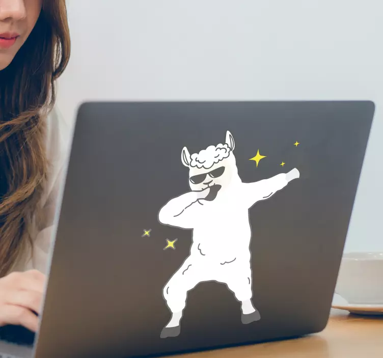 Lama dabbing dizüstü çıkartması - TenStickers