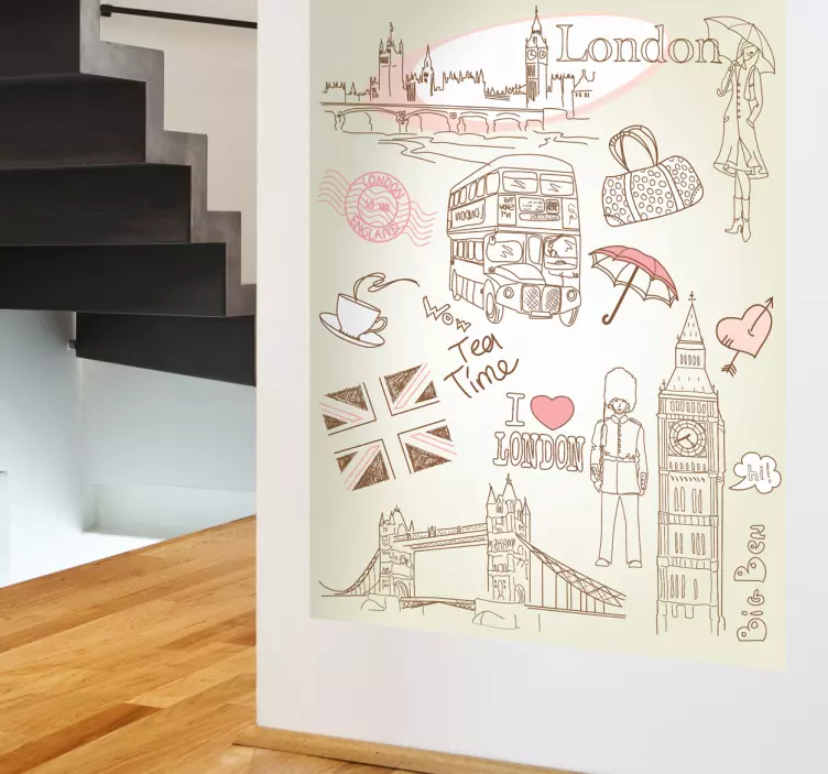 Londra yerler duvar sticker - TenStickers