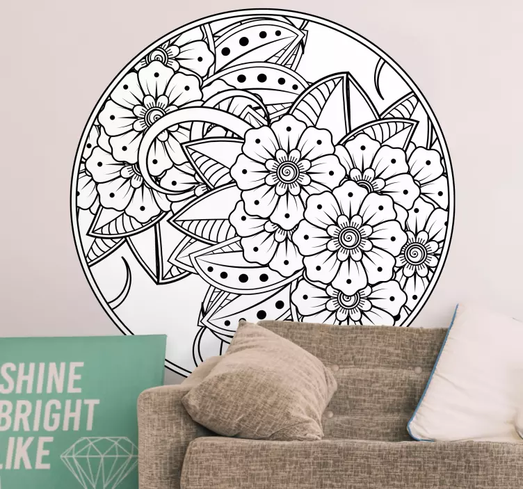 Lotus çiçeği deseni mandala tasarım etiketi - TenStickers