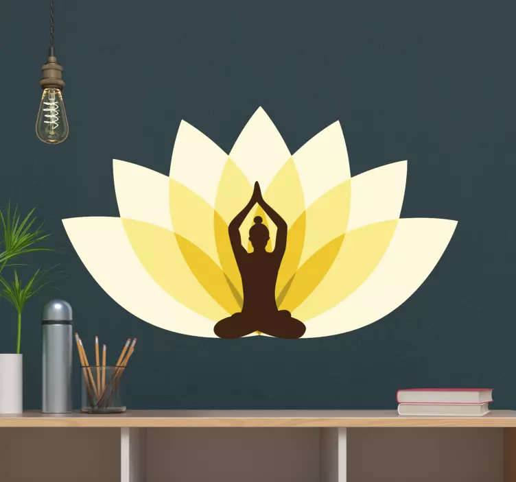 Yoga yapan kadınla lotus çiçeği çıkartması - TenStickers