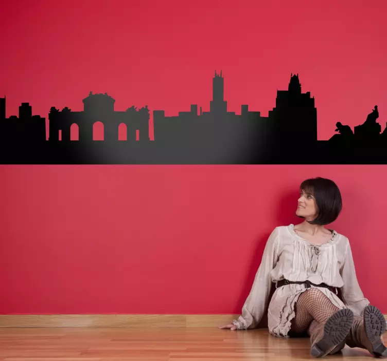 Madrid siluet şehir etiketi - TenStickers