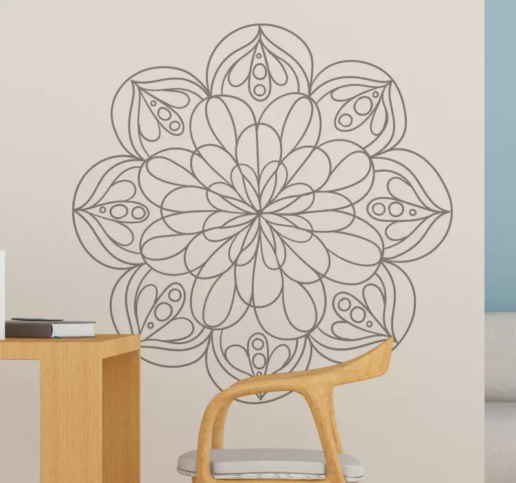 Mandala çiçek oturma odası duvar dekor - TenStickers
