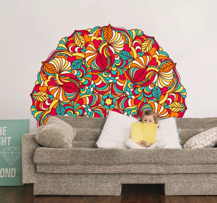 Mandala çiçek etkisi çiçek duvar sticker - TenStickers