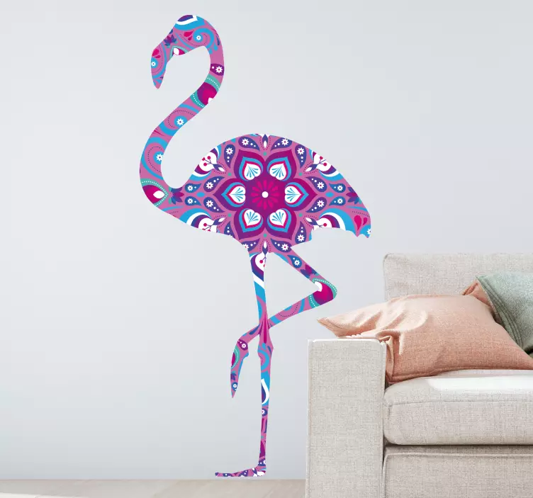 Mandala flamingo duvar sticker - TenStickers