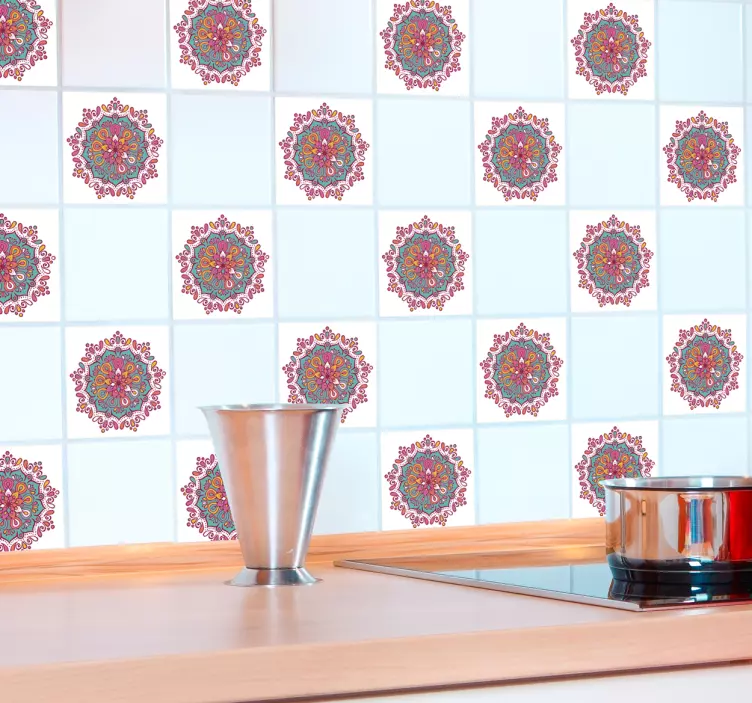 Mandala kiremit dekoratif vinil karo sticker - TenStickers