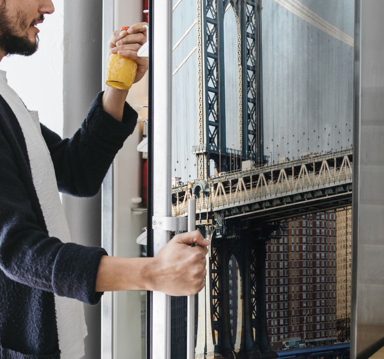 Manhattan köprüsü manzarası buzdolabı sticker - TenStickers