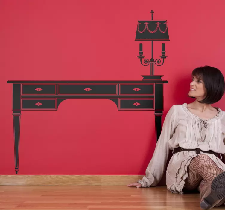 Masa ve lamba siluet çıkartması - TenStickers