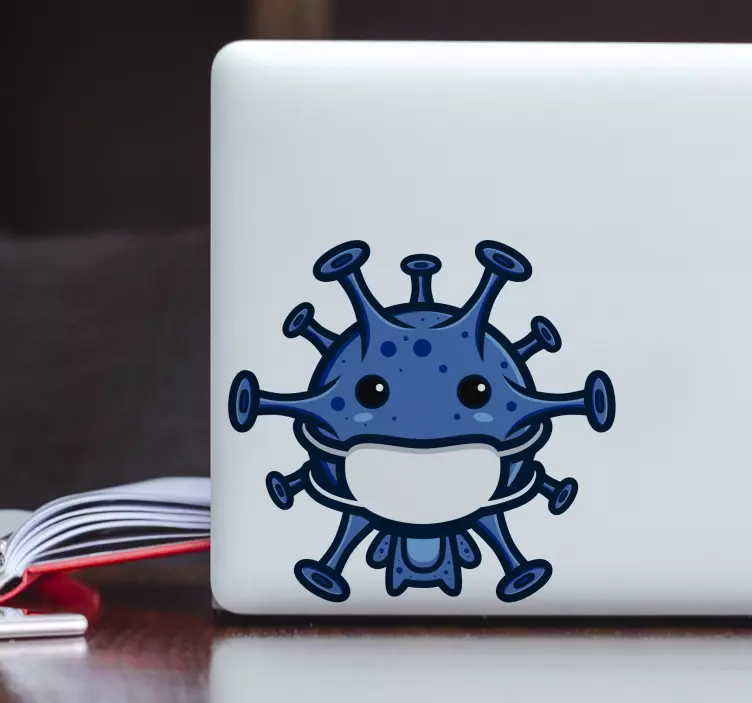 Maskeli sevimli virüs laptop kaplamaları - TenStickers