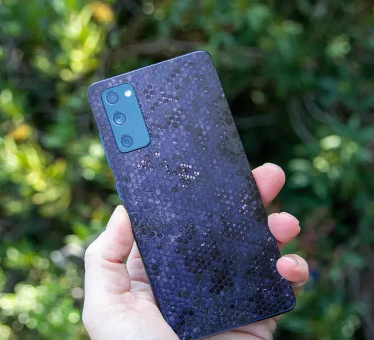 Mavi 3d altıgenler samsung çıkartması - TenStickers