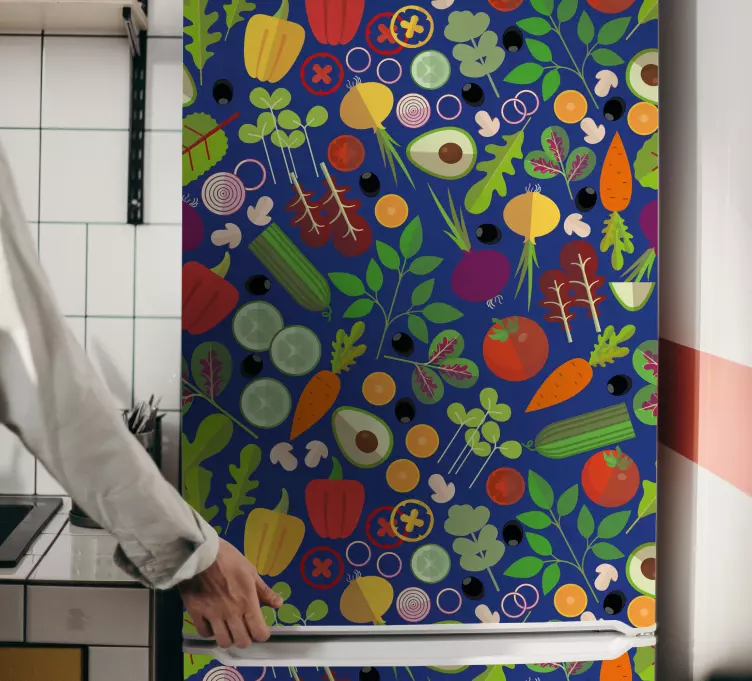 Mavi arka planda sebze buzdolabı çıkartması - TenStickers