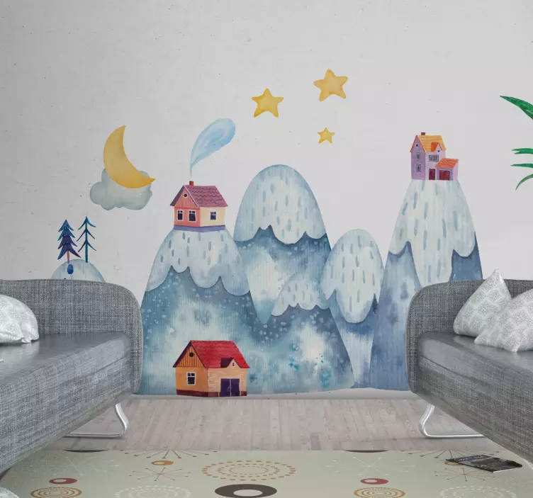 Dağ evleri doğa çıkartması - TenStickers