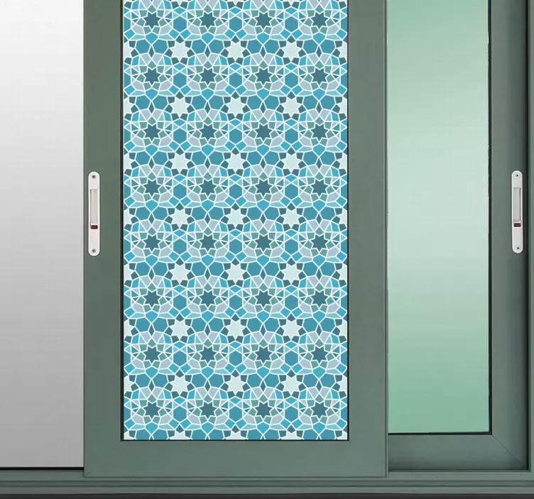 Mavi geometrik kapı etiket - TenStickers