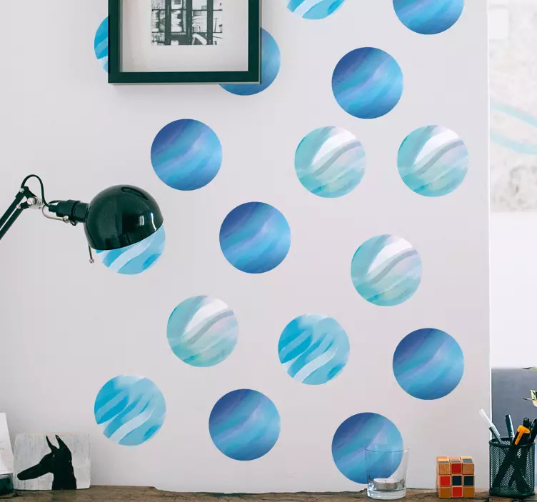 Mavi gezegenler desen duvar sticker - TenStickers