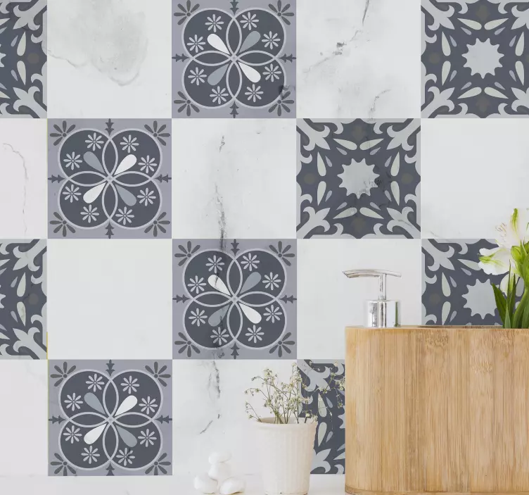 Mavi orijinal çiçek kiremit çıkartması - TenStickers