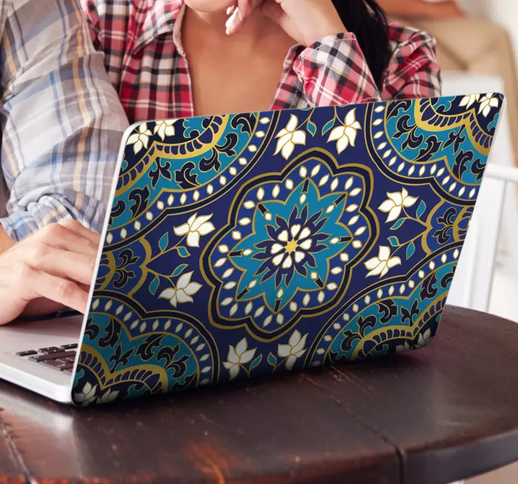 Mavi tonları mandala laptop etiketi - TenStickers