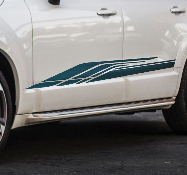 Mavi yarış şerit araba sticker - TenStickers