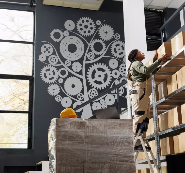 Mekanik ağaç duvar sticker - TenStickers