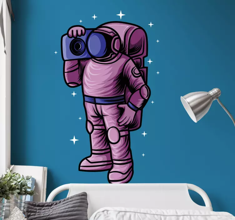 Hayvan çıkartması meraklı astronot keşif yapıyor - TenStickers