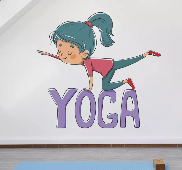 Metin duvar sticker ile yoga kızı - TenStickers