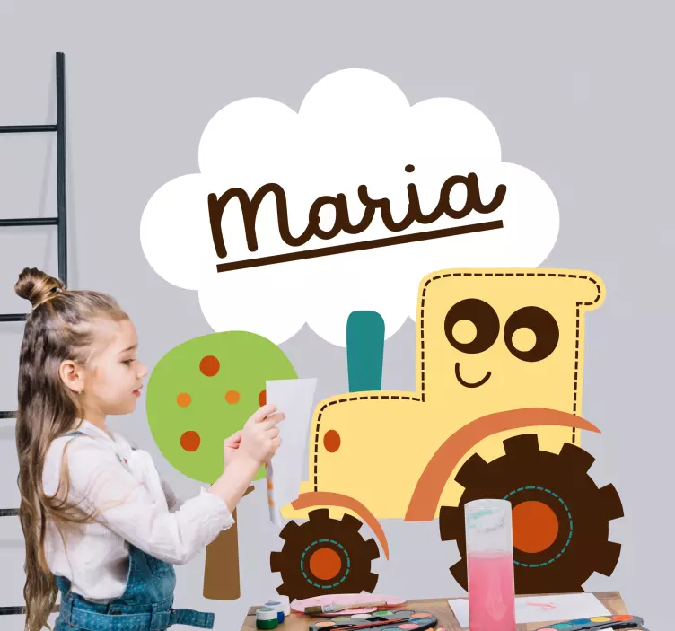 Metin kişiselleştirilmiş çıkartma ile traktör damgası - TenStickers