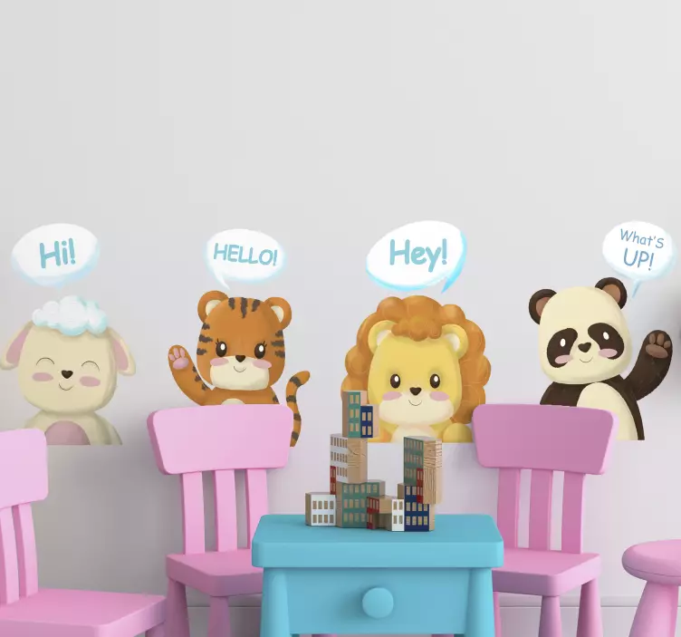Metinli tatlı hayvanlar çocuklar yatak odası çıkartması - TenStickers