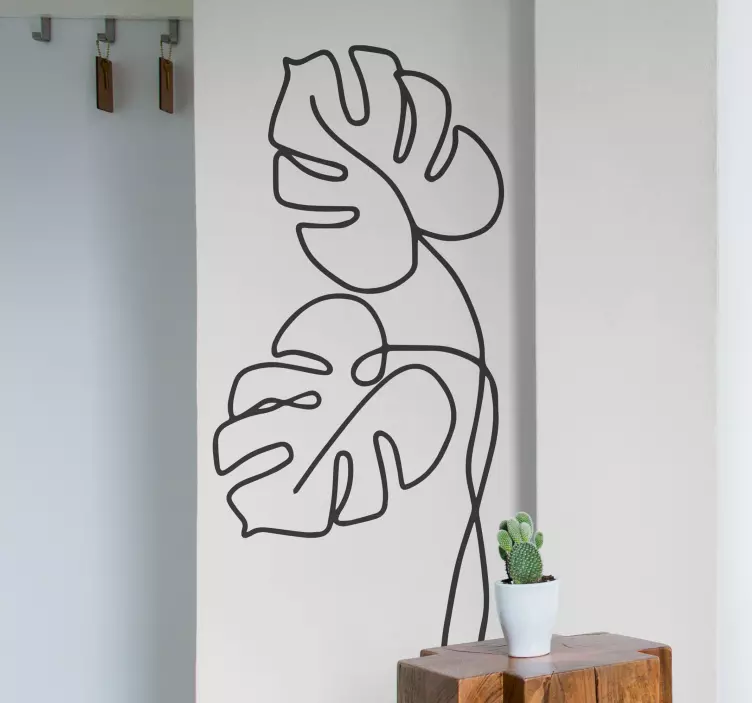 Minimalist monstera yaprak bitki duvar sticker - TenStickers