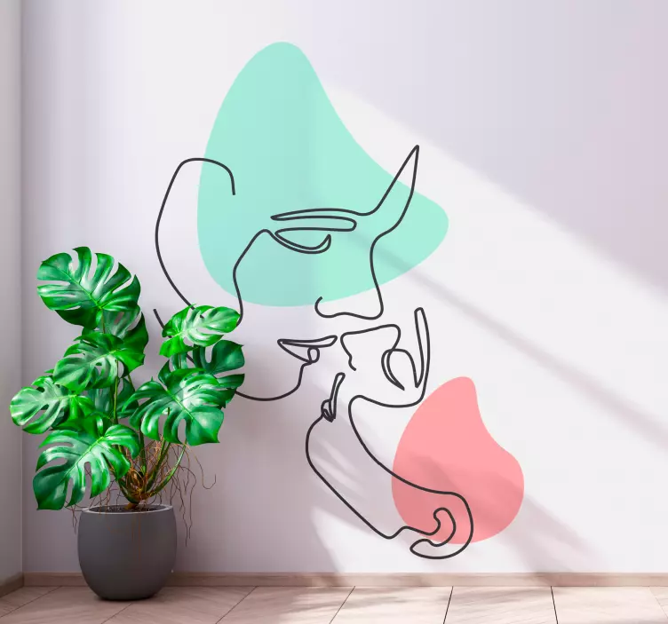 Minimalist tarzı duvar çıkartmasında çift yüzler - TenStickers