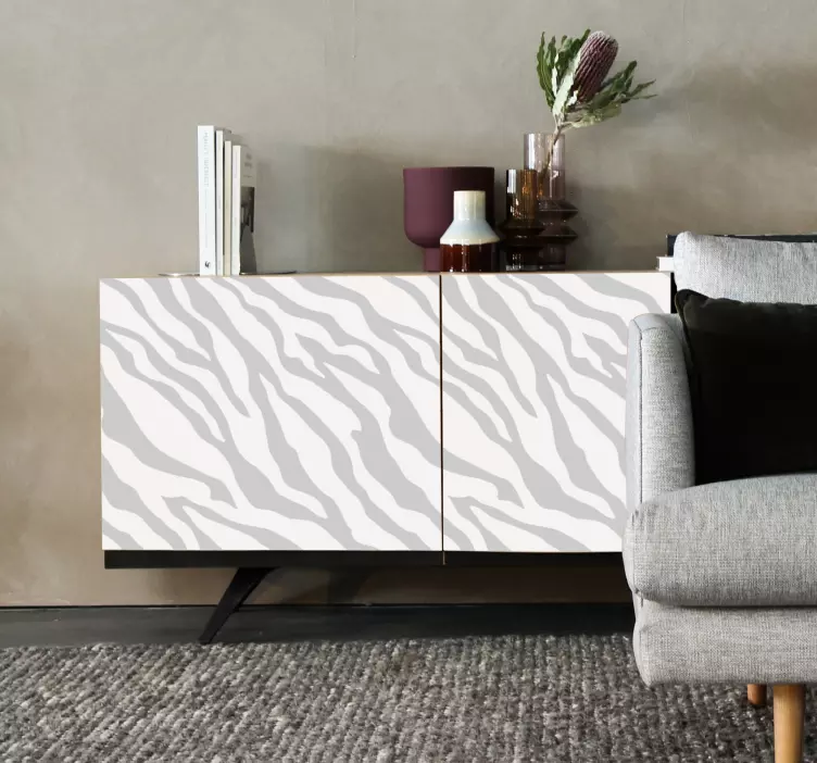 Açık gri zebra desenli mobilya çıkartması - TenStickers