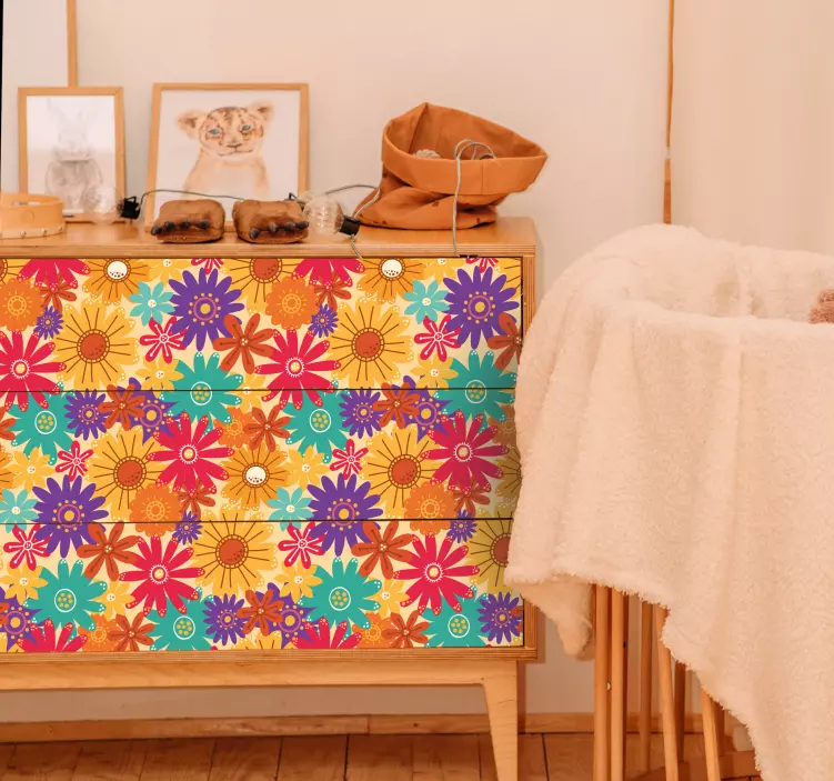 Bir sürü çiçek mobilya çıkartması - TenStickers