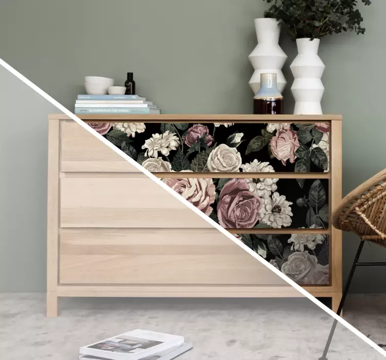 Büyük gül deseni mobilya çıkartması - TenStickers