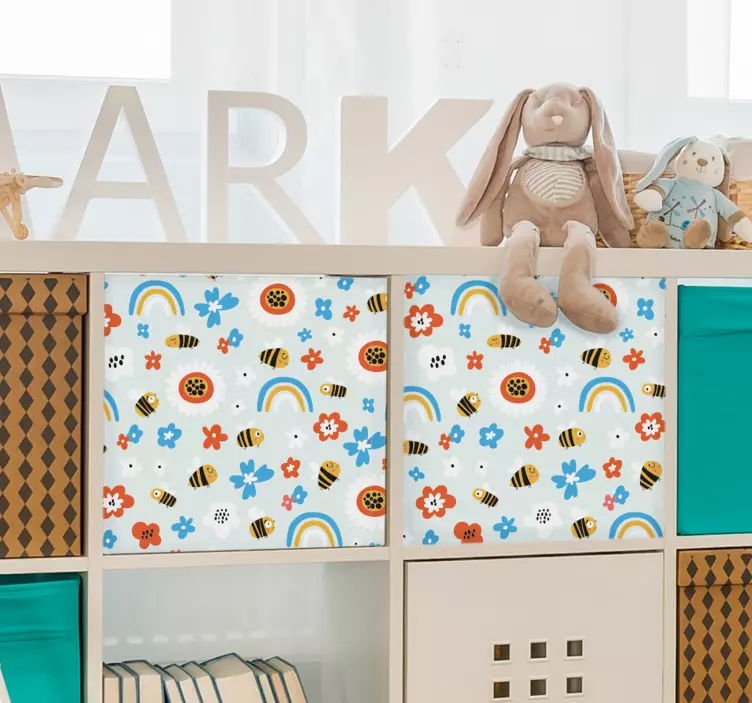 çiçekler ve arılar mobilya çıkartması - TenStickers