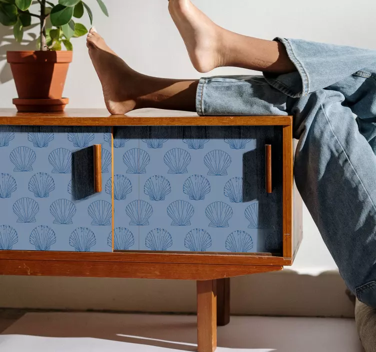 Deniz kabuğu mavi tonları mobilya çıkartması - TenStickers