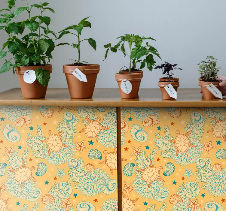 Denizaltı yaşamı yumuşak renk mobilya çıkartması - TenStickers