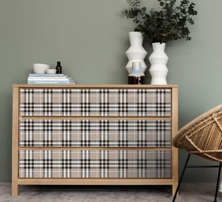 Geleneksel İskoç gri ekose mobilya çıkartması - TenStickers