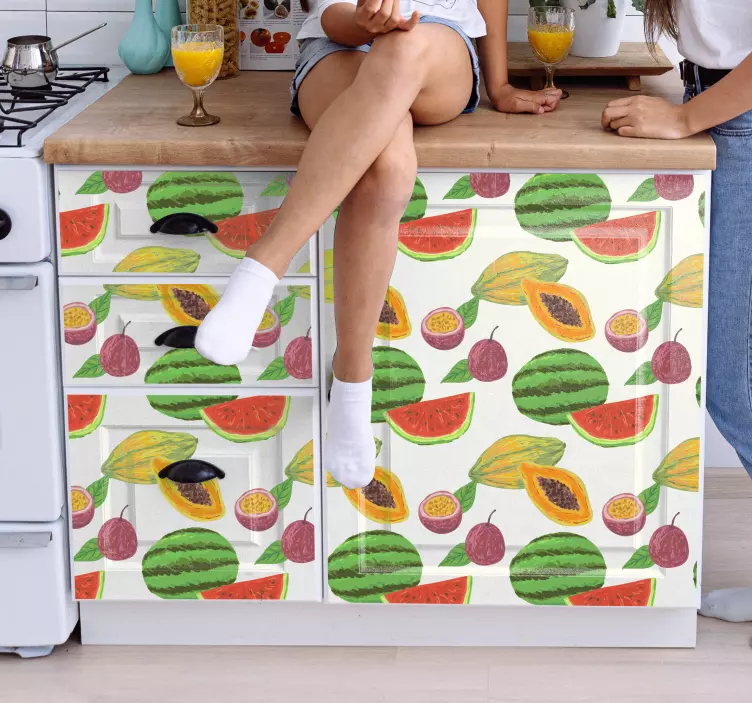 Kesilmiş ve bütün karpuz mobilya çıkartması - TenStickers