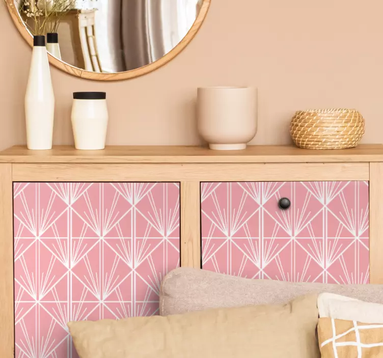 Modern pembe ve beyaz desenli mobilya çıkartması - TenStickers