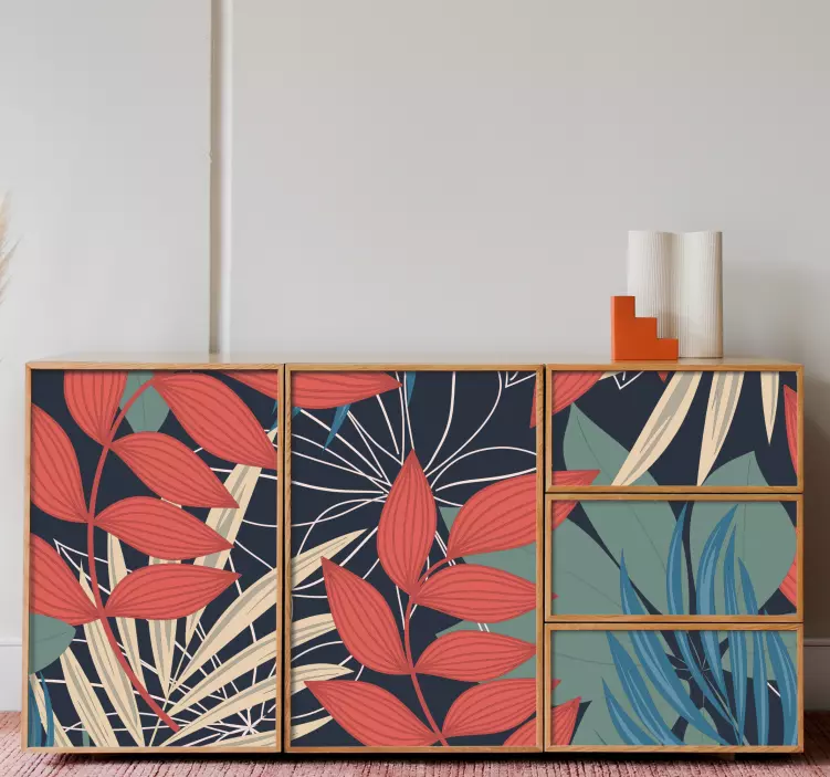 Modern zarif çiçek desenli mobilya çıkartması - TenStickers