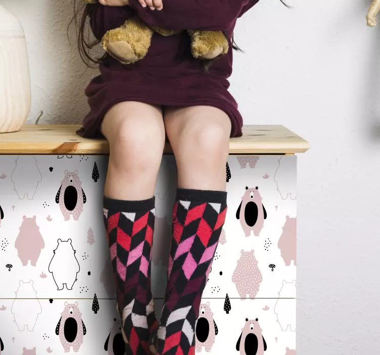 Pembe ayılar mobilya çıkartması - TenStickers