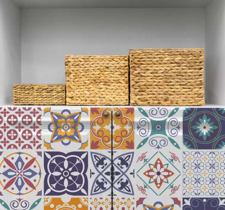 Renkli mozaik desen mobilya çıkartması - TenStickers