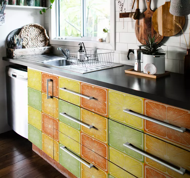 Renkli narenciye doku mobilya çıkartması - TenStickers