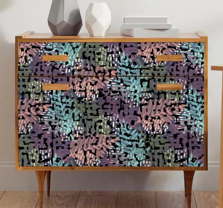 Renkli orijinal sıçrayan flora mobilya çıkartması - TenStickers