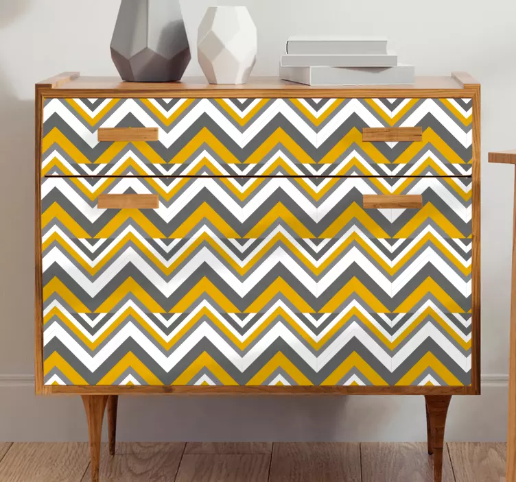 Sarı ve gri zikzak İskandinav mobilya çıkartması - TenStickers
