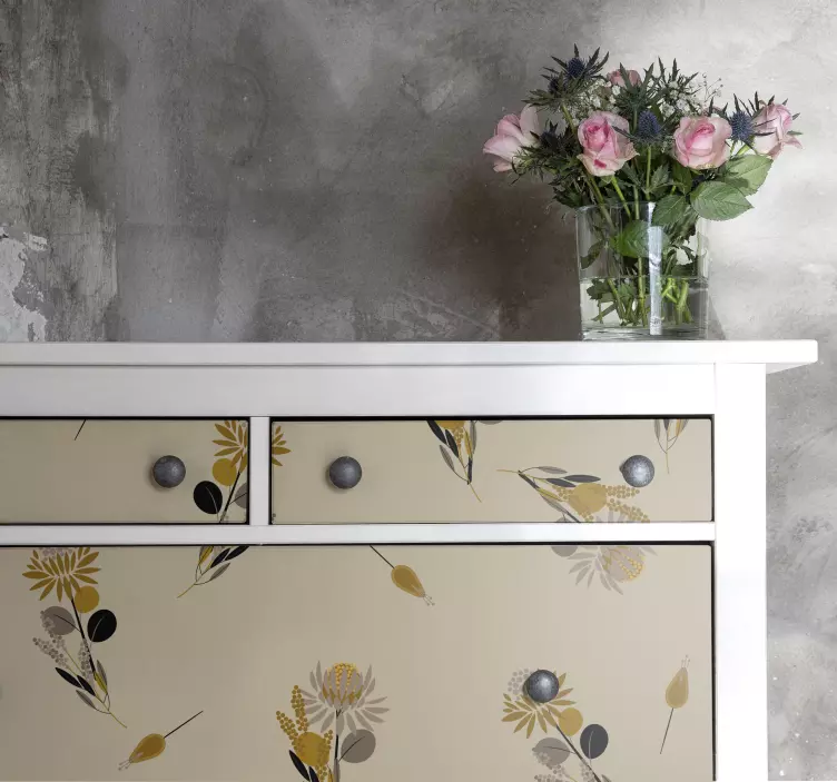 Vintage çiçekler mobilya çıkartması - TenStickers