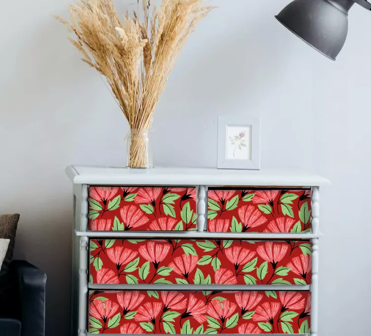 Vintage kırmızı desenli mobilya çıkartması - TenStickers